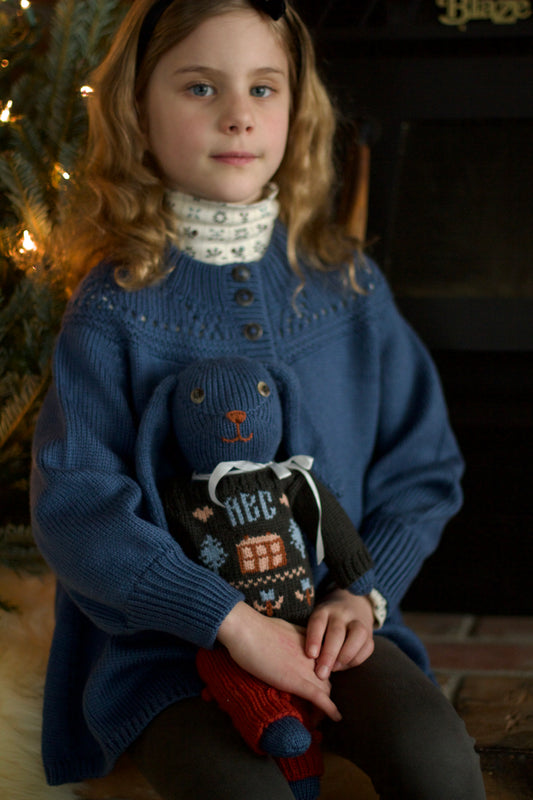 doll cross-stitch pullover . coal