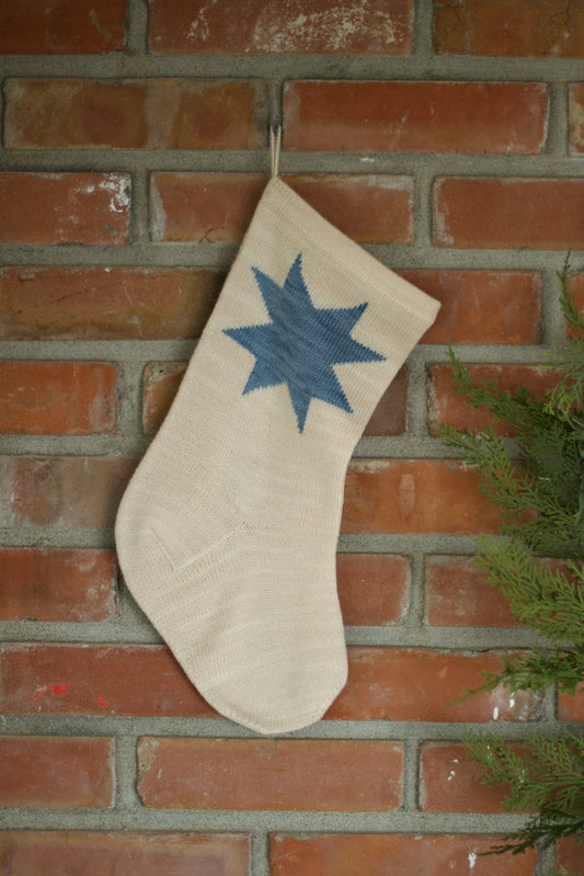 patchwork star stocking . chambray