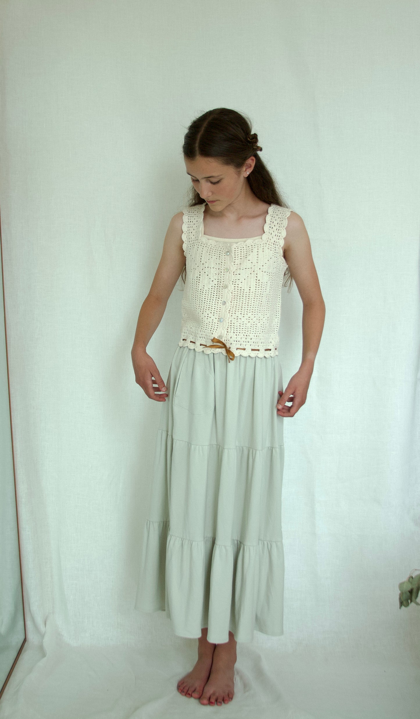 pima tiered skirt. moonflower