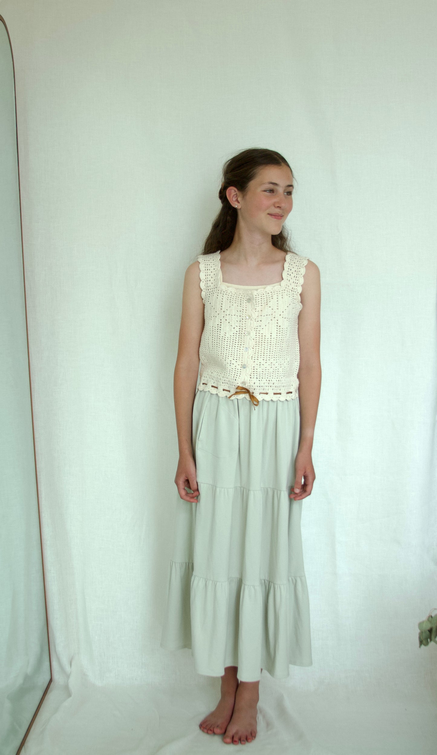 pima tiered skirt. moonflower