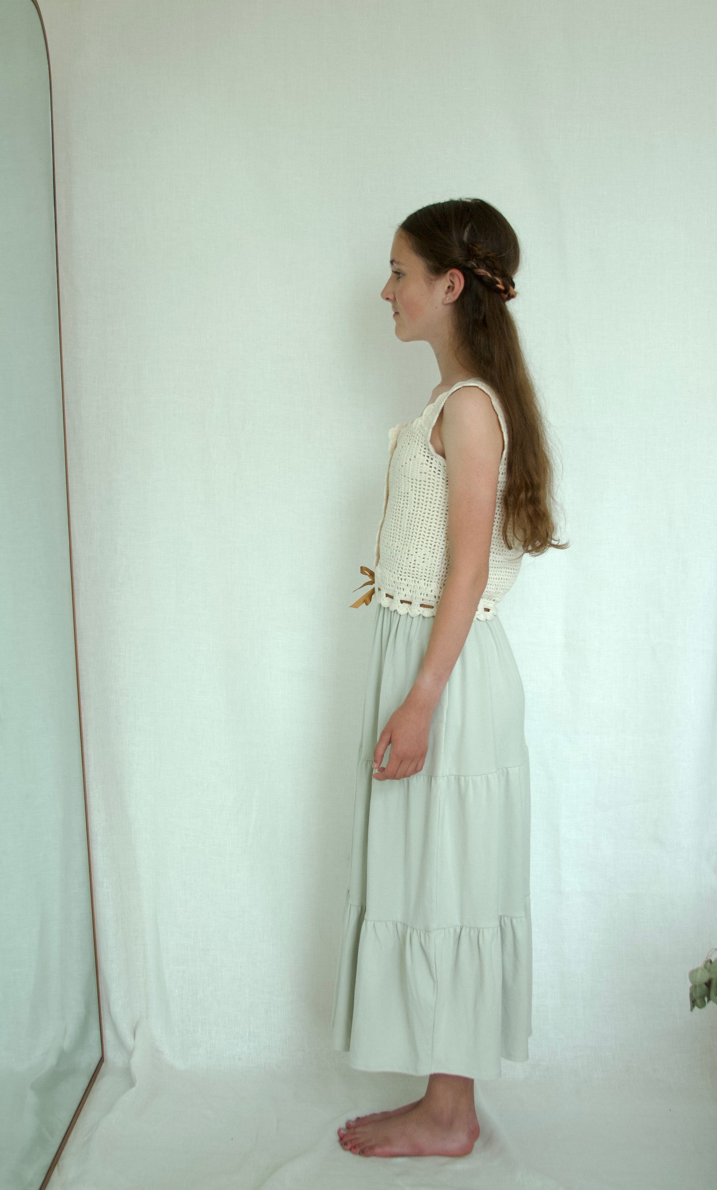 pima tiered skirt. moonflower