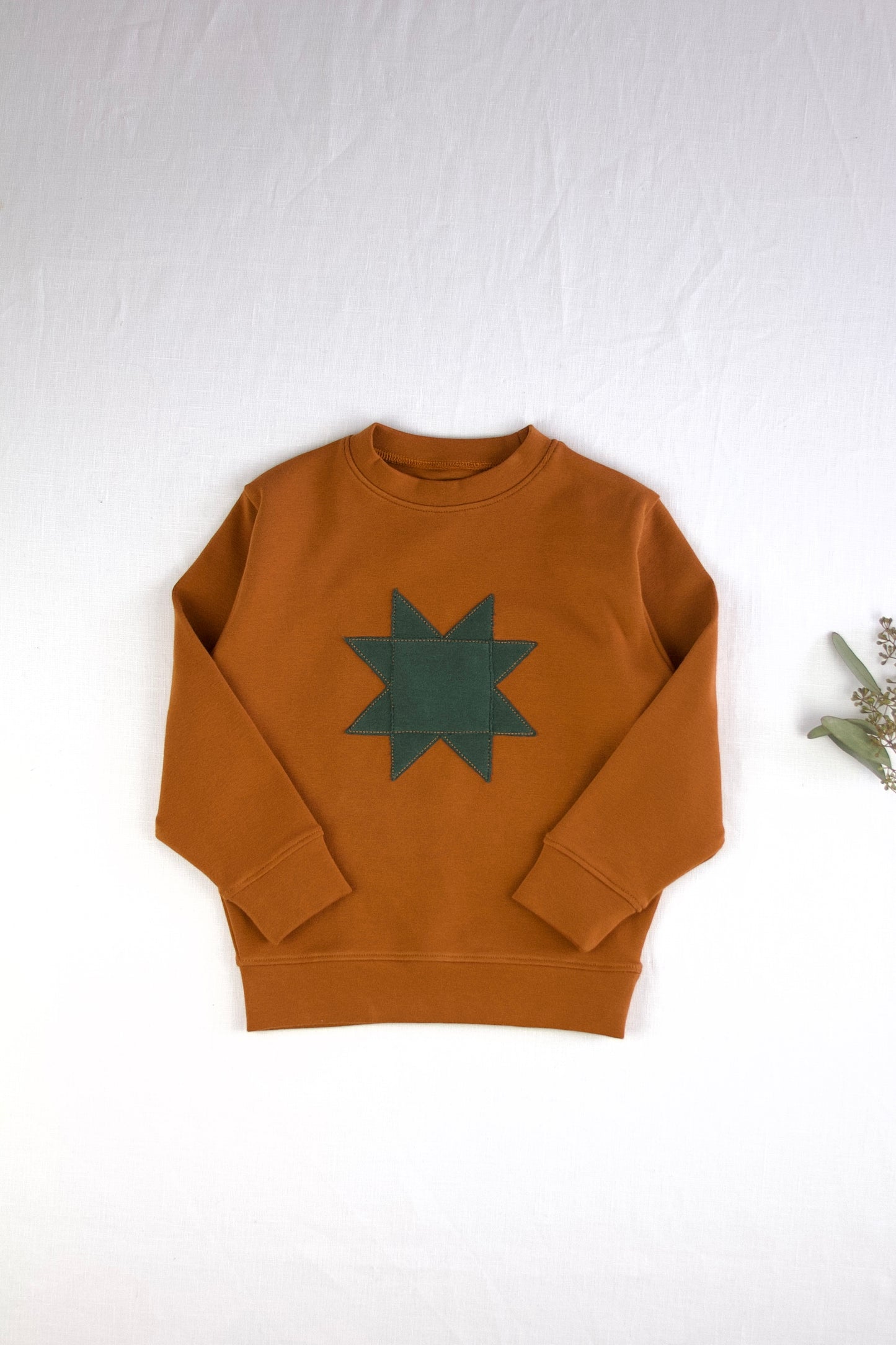 pima patchwork sweatshirt. acorn