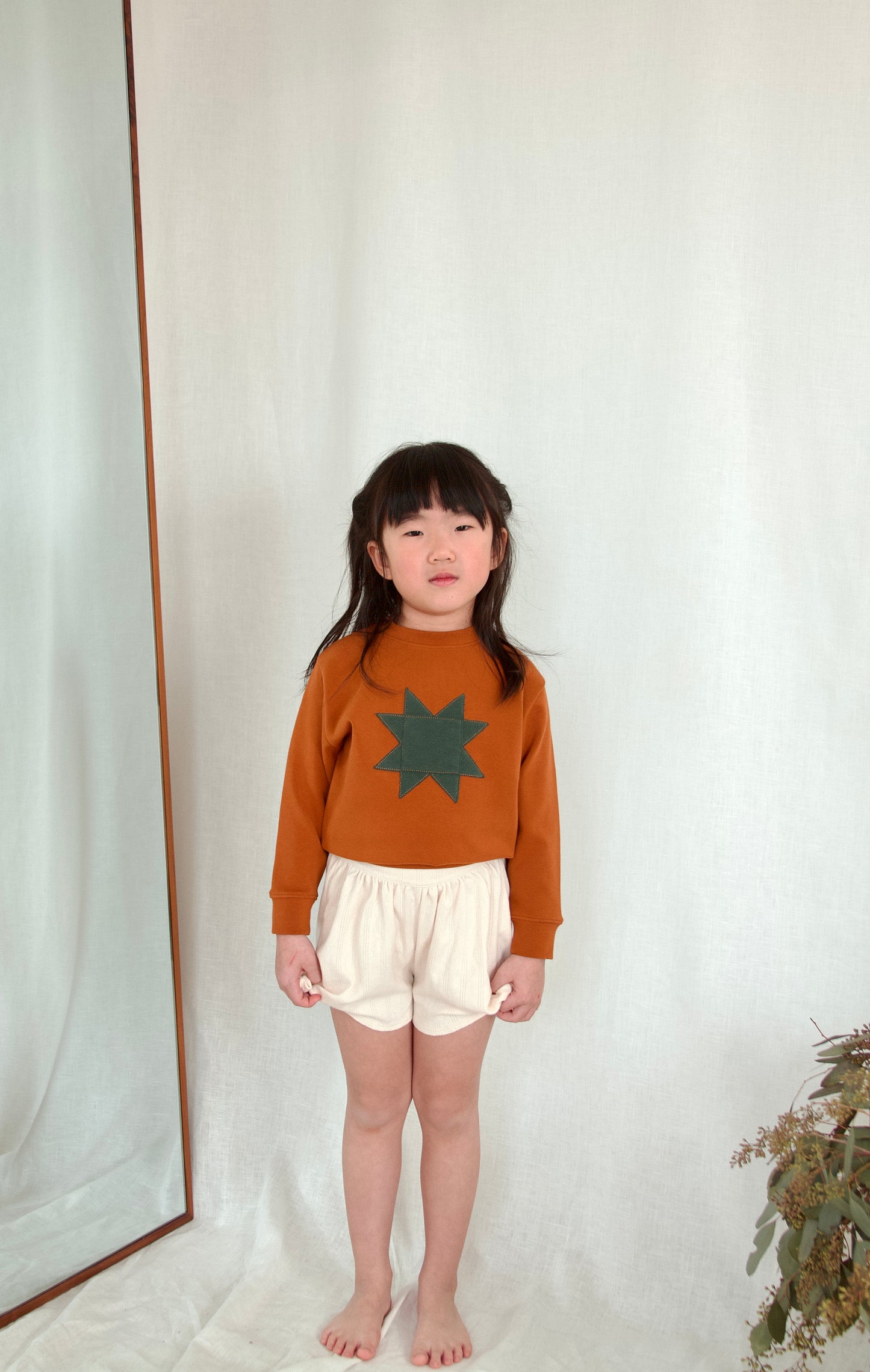 pima patchwork sweatshirt. acorn