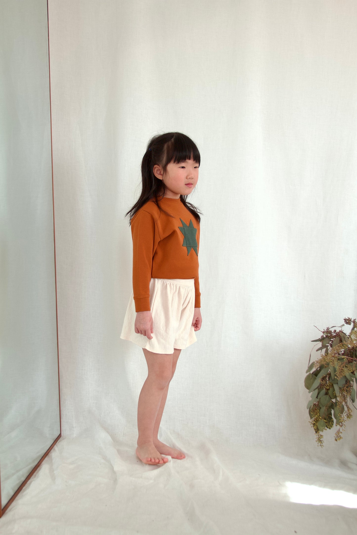 pima patchwork sweatshirt. acorn